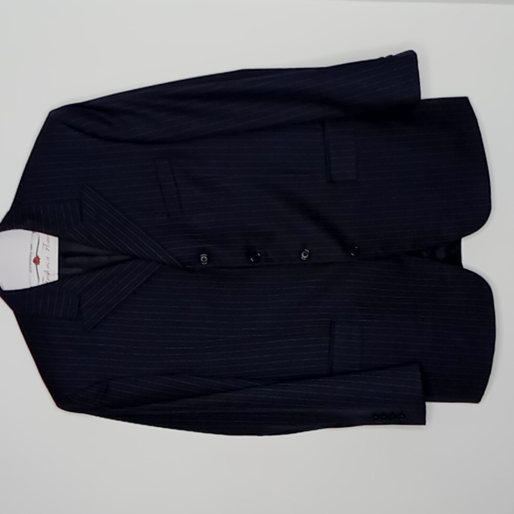 Sergio Valentino Platinum Collection Super 150's Men Navy Pinstripe Suit Jacket